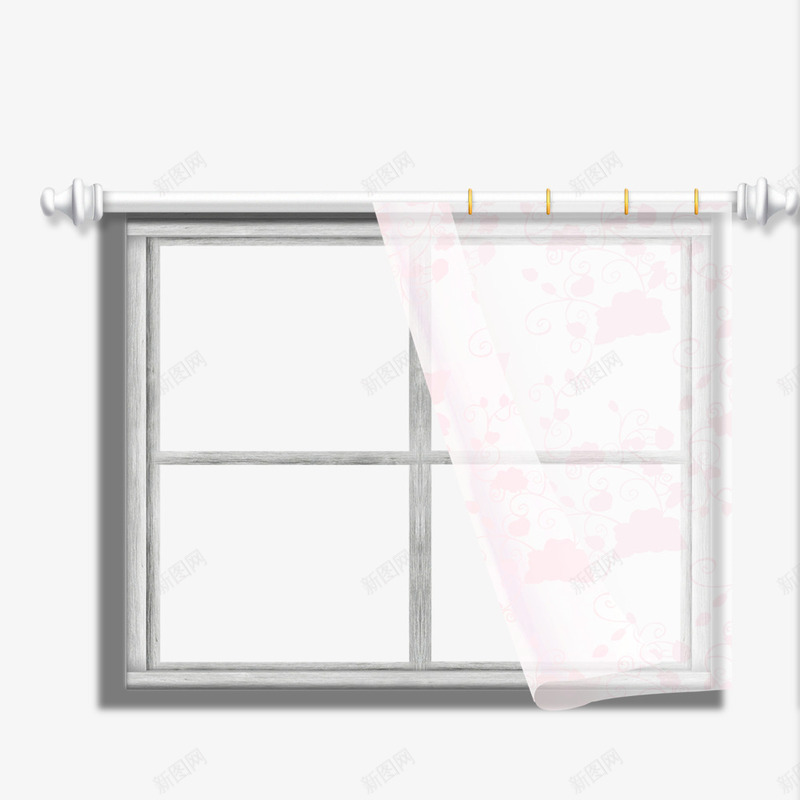 窗户效果图png免抠素材_新图网 https://ixintu.com 室内 白色 窗帘 窗户