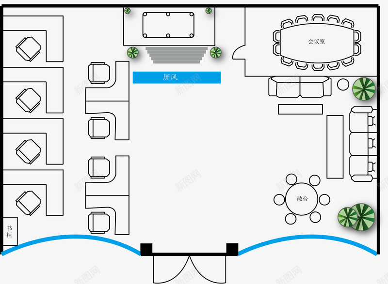 会议室平面效果图png免抠素材_新图网 https://ixintu.com 会议室 会议室效果图 平面图 效果图