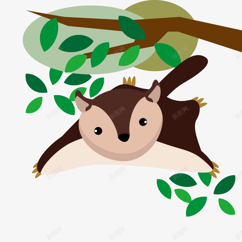 卡通版树下的小动物png免抠素材_新图网 https://ixintu.com 免抠图 小动物 效果图 树叶 树枝 装饰图 装饰画