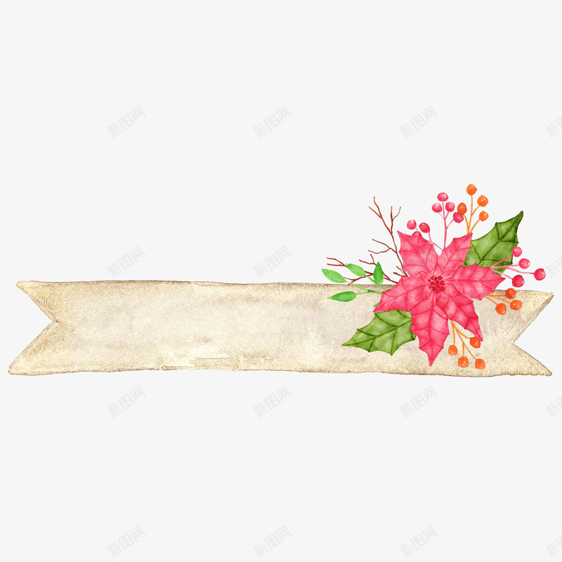 长条标签上的红花png免抠素材_新图网 https://ixintu.com 免抠图 效果图 标签 植物 红花 装饰图 装饰画
