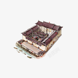 城池中国建筑水墨画高清图片