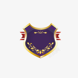 徽章效果图创新紫色盾牌上的花纹高清图片