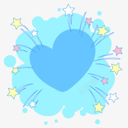 爱心创意素材手绘蓝色星星对话框矢量图高清图片