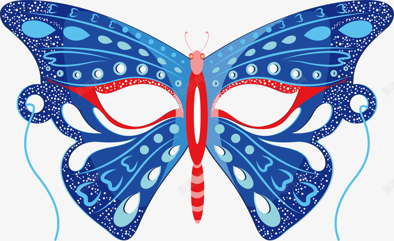 蓝色蝴蝶装饰面具元素png免抠素材_新图网 https://ixintu.com 光泽 创意 卡通插画 纹理 蓝色 质感 面具