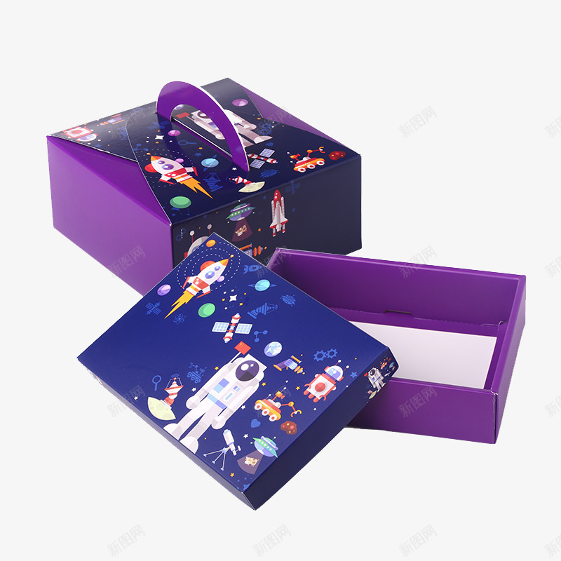 紫色手绘蛋糕盒png免抠素材_新图网 https://ixintu.com 产品实物 月饼礼盒 蓝色蛋糕盒 蛋糕包装盒 西点盒 饼干包装袋 饼干盒