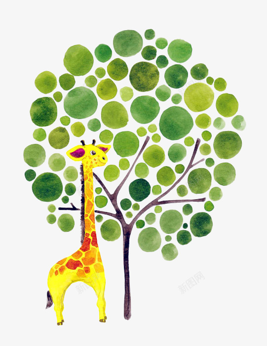 手绘绿色圆点创意树png免抠素材_新图网 https://ixintu.com 创意树 圆点 手绘 绿色 长颈鹿