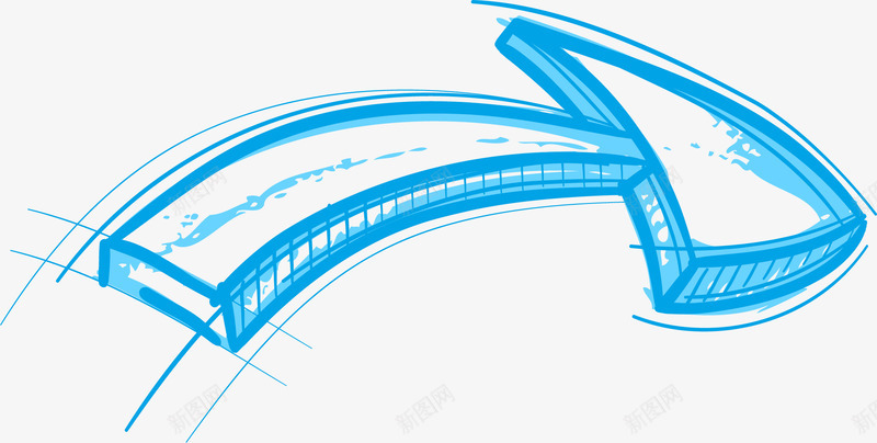小清新蓝色箭头png免抠素材_新图网 https://ixintu.com 小清新箭头 简约三角形 简约箭头 素描箭头 蓝色弧线 蓝色箭头