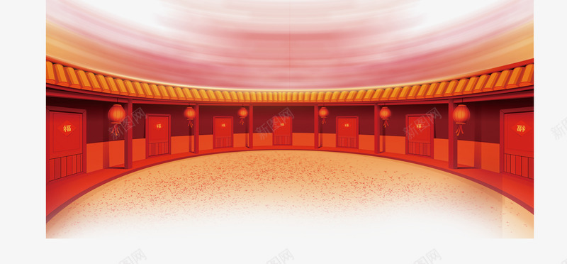 传统新年红色建筑图png免抠素材_新图网 https://ixintu.com 中国风 新年建筑 红灯笼 红色建筑
