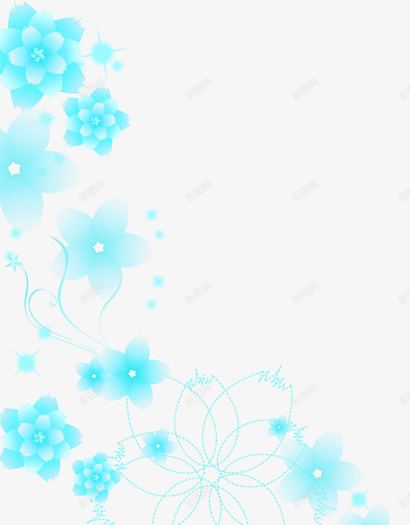 手绘梦幻蓝色花朵装饰png免抠素材_新图网 https://ixintu.com 梦幻 花朵 蓝色 装饰
