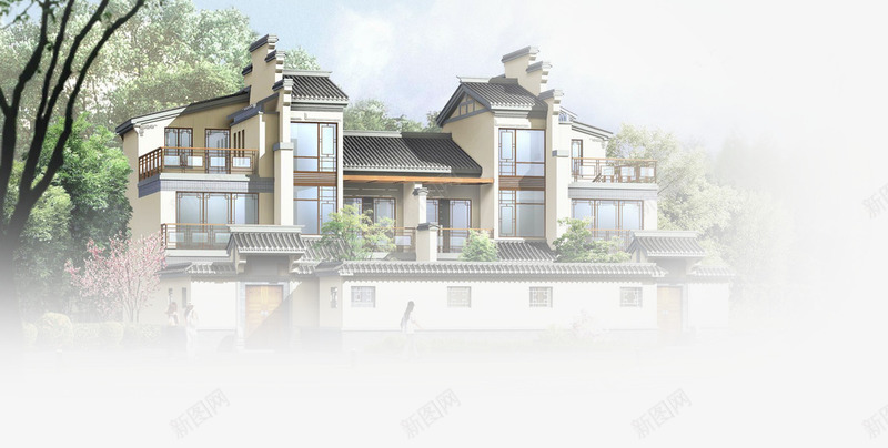 城市建筑png免抠素材_新图网 https://ixintu.com 城市建筑 小别墅 效果图 楼房