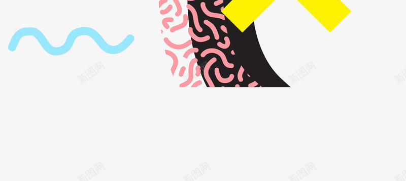 创意画装饰png免抠素材_新图网 https://ixintu.com 几何 圆点 手绘画 蓝色线条 装饰画 长方形 黄色
