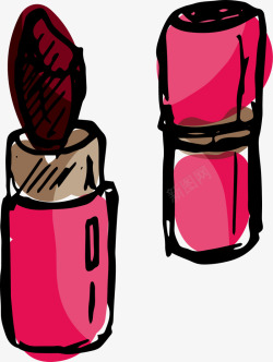 手绘粉色口红化妆品素材