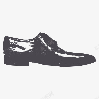 黑色手绘皮鞋装饰图标图标