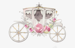 花卉类手绘粉色的花车高清图片