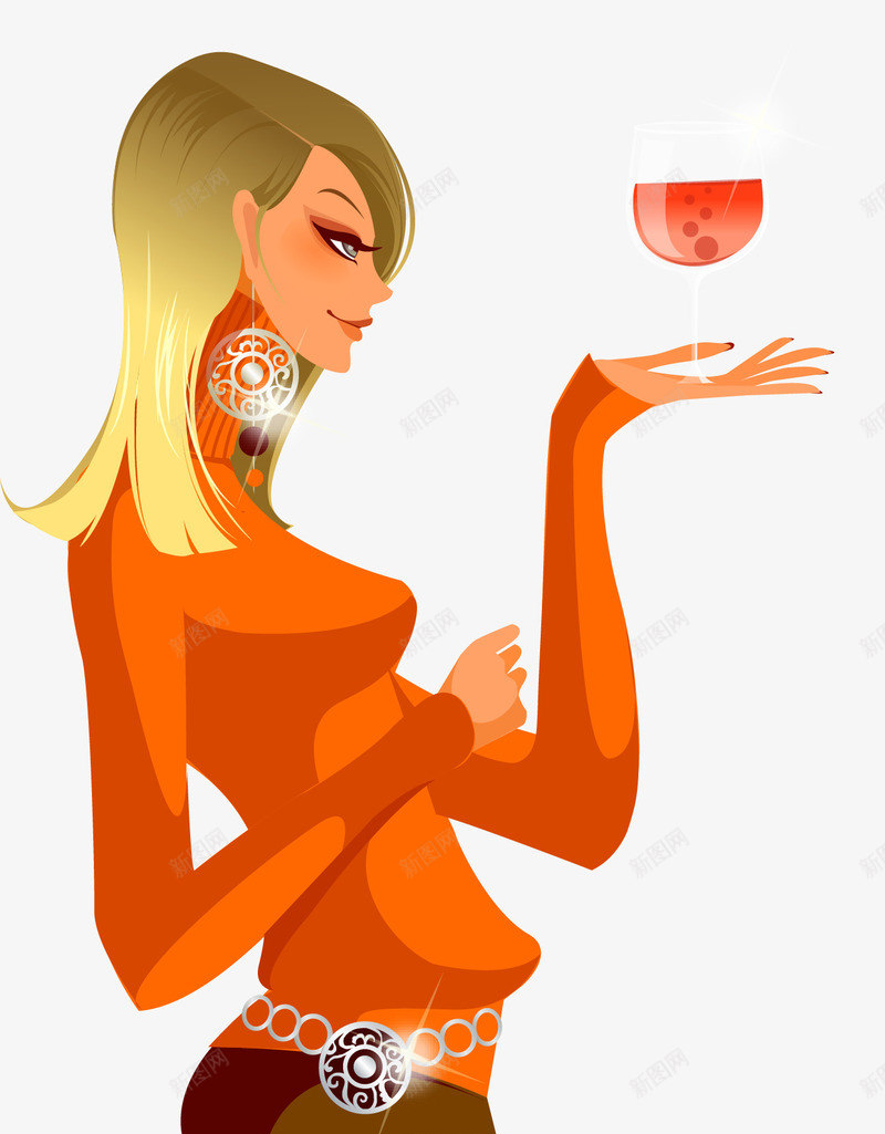 喝红酒的卡通美女人物png免抠素材_新图网 https://ixintu.com 卡通女人 喝红酒的人 红酒 美女 美女人物 酒杯