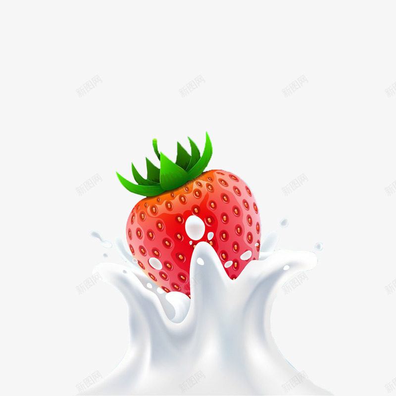 新鲜水彩草莓水果牛奶包装盒广告png免抠素材_新图网 https://ixintu.com 包装盒广告 水果 牛奶 草莓
