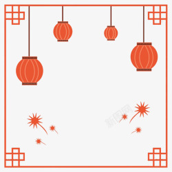 中国风中式边框里的红灯笼素材
