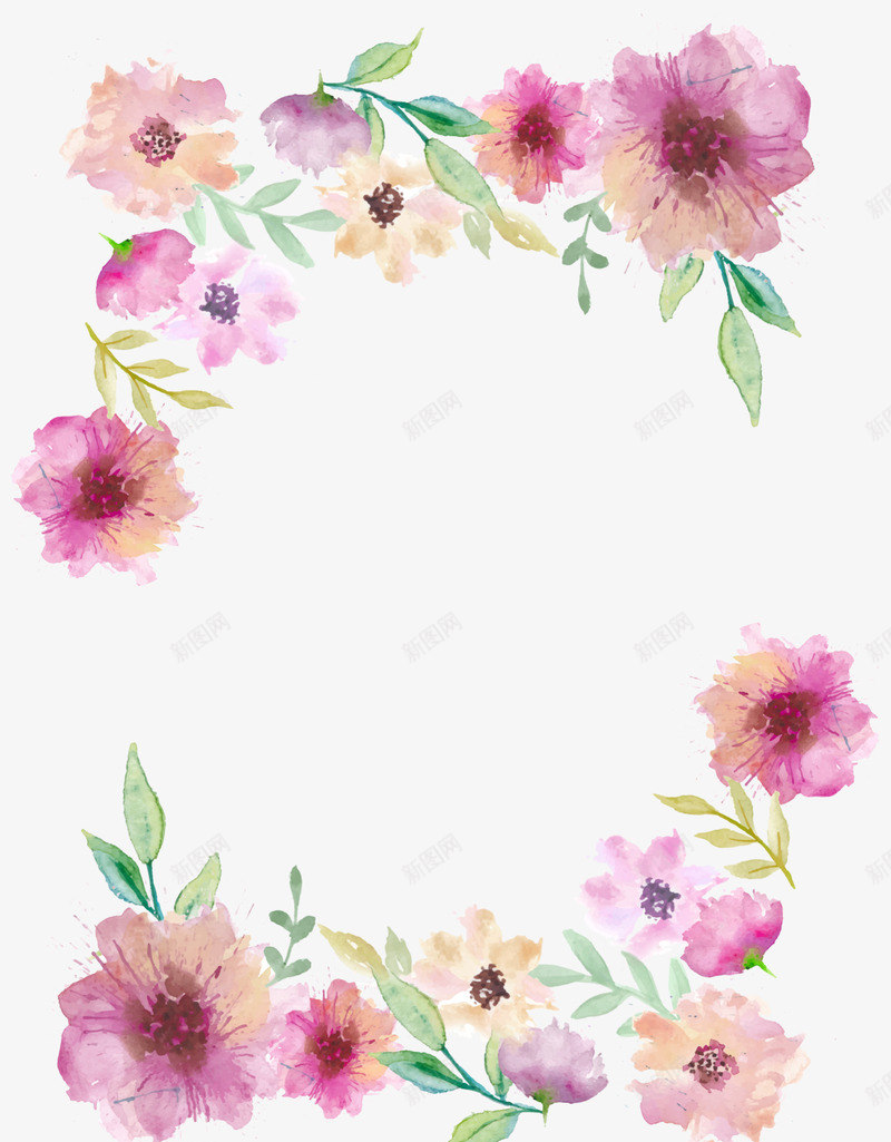 紫色水彩花朵框架png免抠素材_新图网 https://ixintu.com 婚庆 婚礼 浪漫 爱情 花朵框架 边框纹理 鲜花