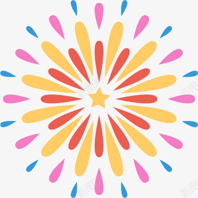 卡通礼花png免抠素材_新图网 https://ixintu.com 可爱 扁平 漂亮