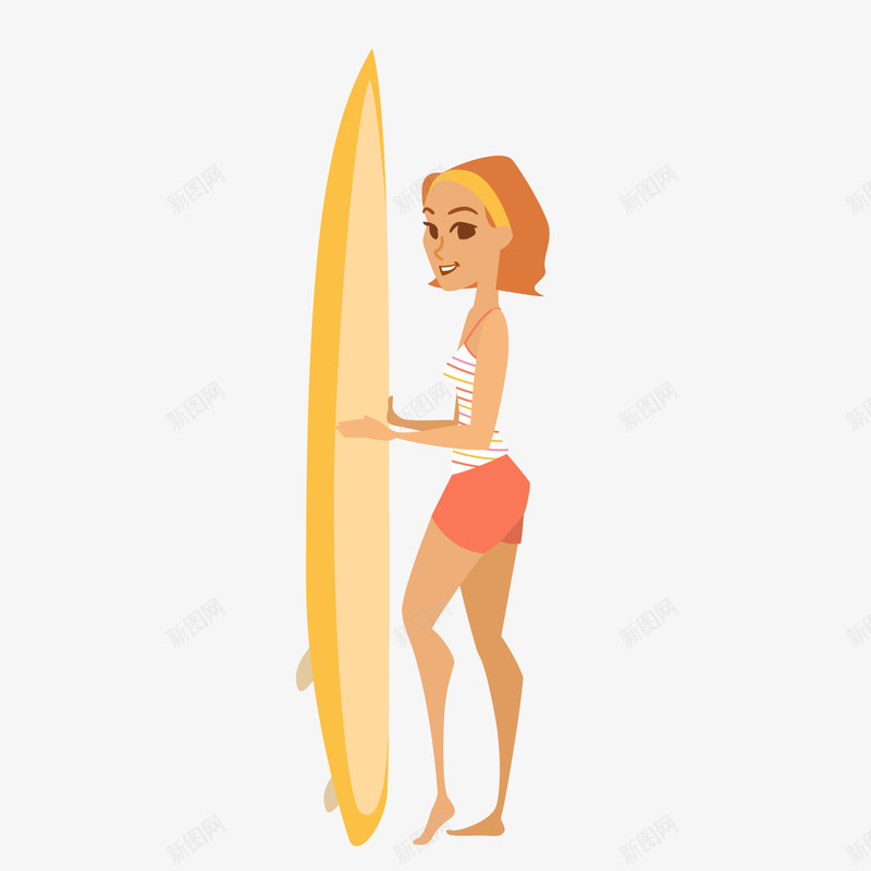拿着冲浪板的美女矢量图ai免抠素材_新图网 https://ixintu.com 人物设计 冲浪板 划桨板 卡通 度假 海边 矢量图 美女