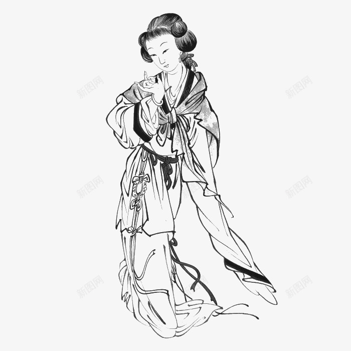 古代美女png免抠素材_新图网 https://ixintu.com 古代女性 女子 线条美女