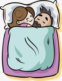 夫妻俩同床共枕矢量图高清图片