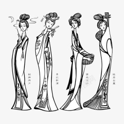 白描四大美女素材