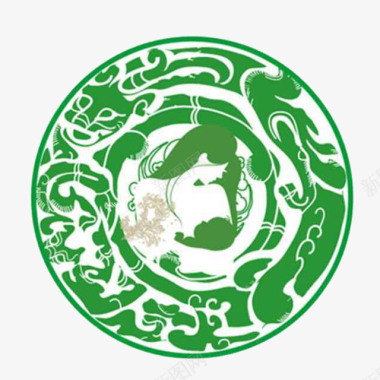 绿色圆形花纹图案的翡翠标志图标图标