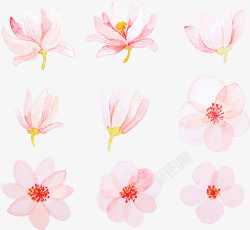 粉色水彩手绘春花矢量图素材
