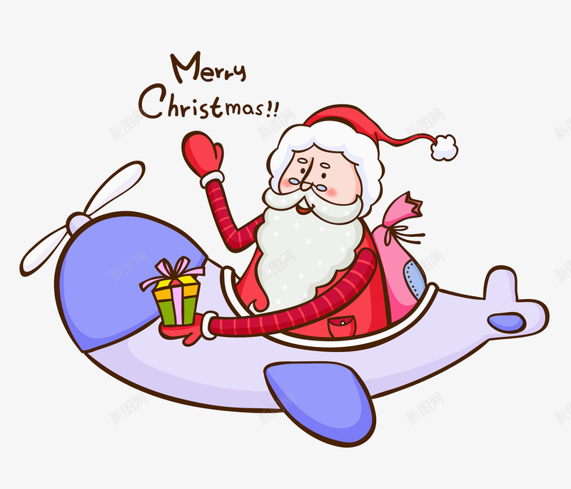 坐在飞机上的圣诞老人png免抠素材_新图网 https://ixintu.com 卡通 圣诞老人 壁纸 封面 彩色 手绘 插图 礼物 飞机
