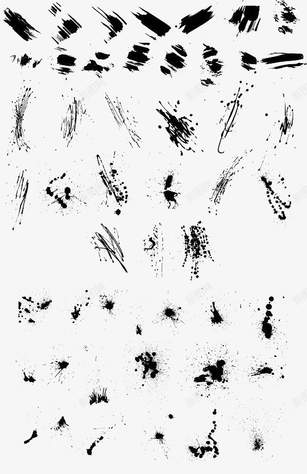 墨迹不规则手绘黑白效果图psd免抠素材_新图网 https://ixintu.com 不规则 墨迹 黑白