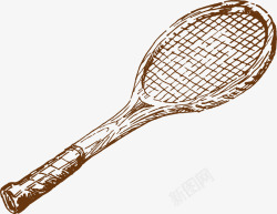 羽毛球拍运动手绘素描素材