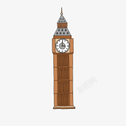 英国旅游景点卡通手绘大本钟矢量图高清图片