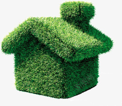 绿色小草植物房子素材