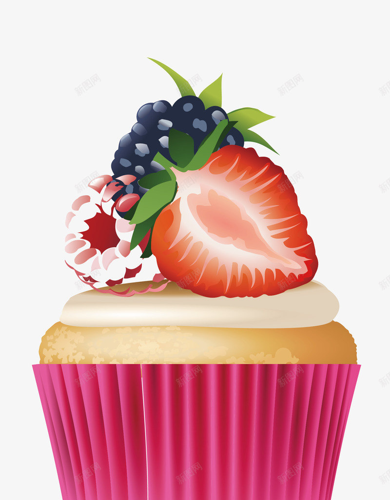 手绘草莓蛋糕矢量图ai免抠素材_新图网 https://ixintu.com 中式甜品 平面设计 广告设计 矢量文件 美食设计 草莓 矢量图