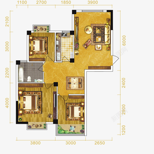 室内效果图psd免抠素材_新图网 https://ixintu.com 平面图 房屋平面图 效果图 设计