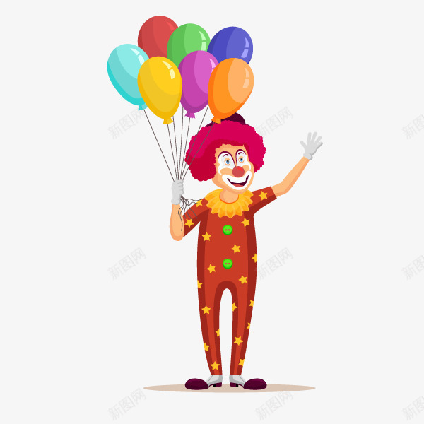 拿着气球卡通小丑png免抠素材_新图网 https://ixintu.com joker 卡通人物 小丑 彩色气球 手绘人物 效果图 气球