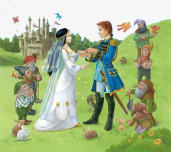 七个小矮人卡通王子和公主高清图片