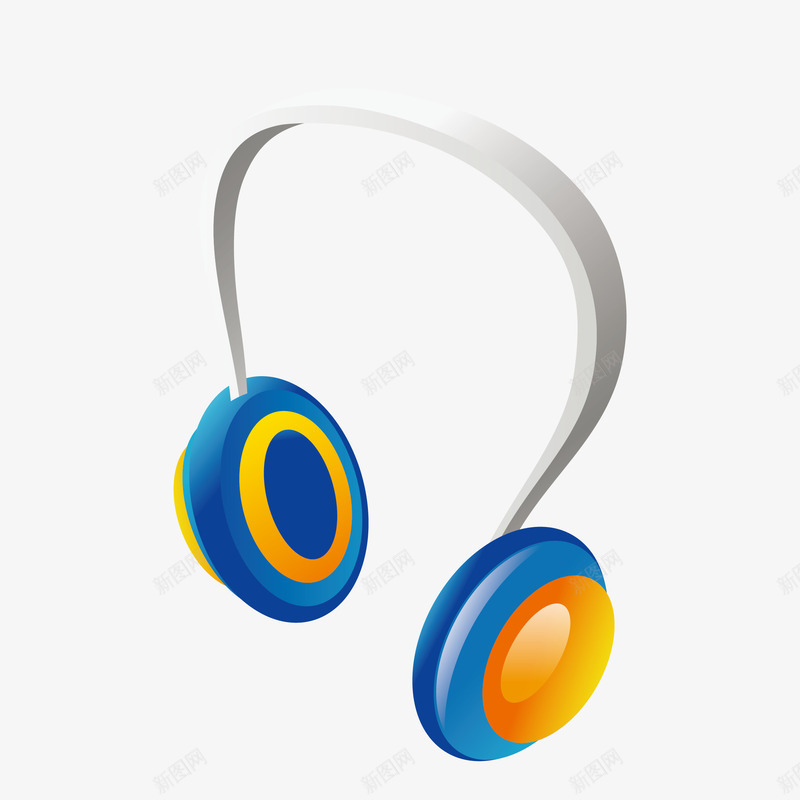 蓝色手绘的卡通耳机png免抠素材_新图网 https://ixintu.com 免抠图 效果图 耳机 蓝色耳机 装饰图 装饰画 通讯