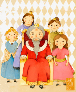 手绘国王和女儿们素材