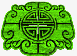 绿色手绘中式形状素材