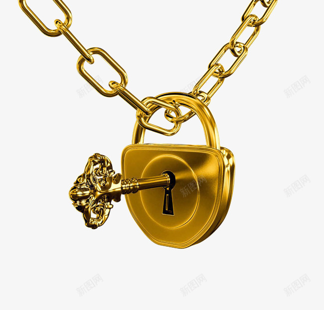 黄金复古钥匙锁png免抠素材_新图网 https://ixintu.com 钥匙 链条 锁头 黄金 黄金锁