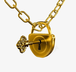 黄金钥匙黄金复古钥匙锁高清图片