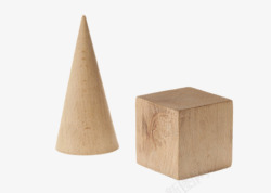 棕色立体三角形木头锥形实物素材