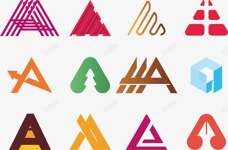 手绘三角形图标合集矢量图ai_新图网 https://ixintu.com LOGO logo套图 logo设计理念 三角形 图标 手绘 矢量图