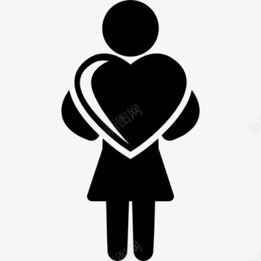 女人捧着一颗心来图标图标