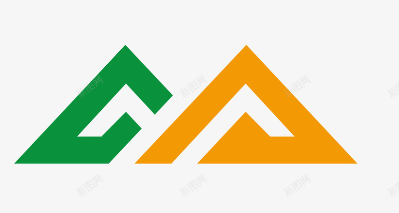 黄绿色三角形叠加logo图标png_新图网 https://ixintu.com logo元素 三角形 几何 装饰 黄绿色