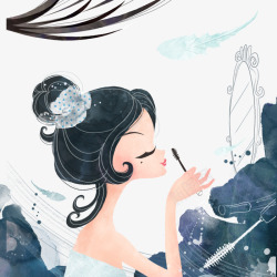 化妆的美女素材
