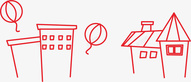 城市矢量图ai免抠素材_新图网 https://ixintu.com AI 卡通 可爱 城市 底纹 房子 手绘 红色 线条 矢量图
