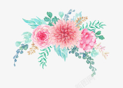 中国风壁画手绘唯美水彩花卉装饰高清图片